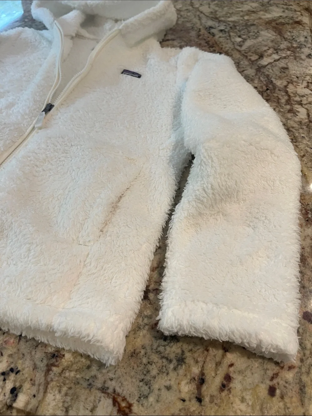 Patagonia Kids Cream Plush Hooded Puffer Jacket